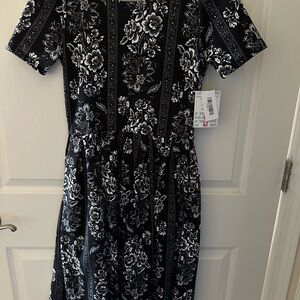 Floral Black and White Dress